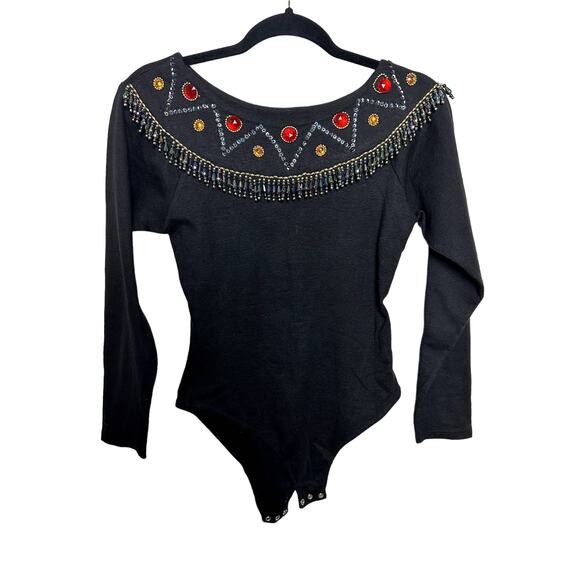 Vintage Instant Action Small Bodysuit Long Sleeve Embellished - Picture 1 of 3